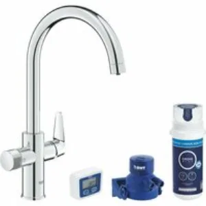 Смеситель для кухонной мойки GROHE Blue Pure StartCurve с функцией фильтрации, с угольным фильтром в комплекте, хром (30593000) Смеситель для кухонной мойки GROHE Blue Pure StartCurve с функцией фильтрации, с угольным фильтром в комплекте, хром (30593000)