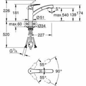 Смеситель для кухни GROHE Eurosmart с вытяжным душем, черный (303052431) Смеситель для кухни GROHE Eurosmart с вытяжным душем, черный (303052431)