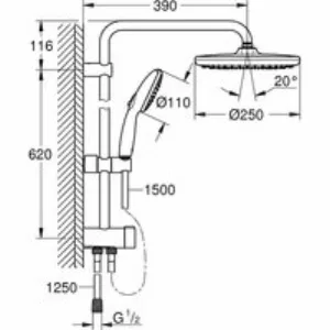 Душевая система GROHE Tempesta System 250 Flex с переключателем потоков, черный (269802431) Душевая система GROHE Tempesta System 250 Flex с переключателем потоков, черный (269802431)