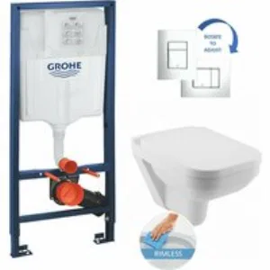 Комплект инсталляции GROHE Solido 4 в 1 с подвесным унитазом и сиденьем (39552000) Комплект инсталляции GROHE Solido 4 в 1 с подвесным унитазом и сиденьем (39552000)