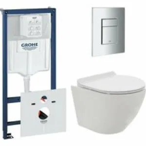 Комплект инсталляции GROHE 38775001 с унитазом AQUAme AQM2002 и сиденьем с микролифтом (NW0167) Комплект инсталляции GROHE 38775001 с унитазом AQUAme AQM2002 и сиденьем с микролифтом (NW0167)