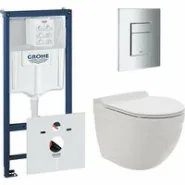 Комплект инсталляции GROHE 38775001 с унитазом AQUAme AQM2006 и сиденьем с микролифтом (NW0170)