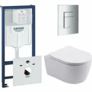 Комплект инсталляции GROHE 38775001 с унитазом Aquatek ЕВРОПА New и сиденьем с микролифтом (NW0187)
