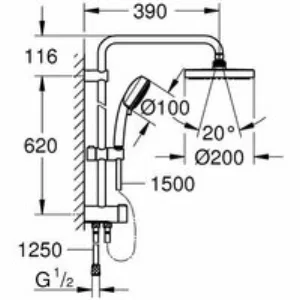 Душевая система GROHE Tempesta System 200 со смесителем для ванны, хром (NB0071) Душевая система GROHE Tempesta System 200 со смесителем для ванны, хром (NB0071)