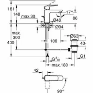 Смеситель для раковины GROHE Cubeo с донным клапаном, S-size, хром (1017300000) Смеситель для раковины GROHE Cubeo с донным клапаном, S-size, хром (1017300000)