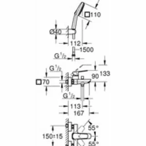 Душевая система GROHE Cubeo со смесителем для ванны, черный матовый (1018142430) Душевая система GROHE Cubeo со смесителем для ванны, черный матовый (1018142430)