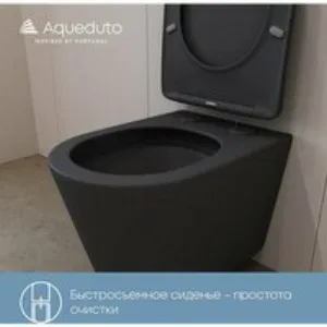 Унитаз подвесной Aqueduto CONE Plus 520*365 безободковый, сиденье с микролифтом, черный матовый (CONT0240) Унитаз подвесной Aqueduto CONE Plus 520*365 безободковый, сиденье с микролифтом, черный матовый (CONT0240)