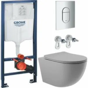 Комплект инсталляции GROHE Rapid SL 3 в 1 (NW0145/S) с унитазом Aqueduto OVO и сиденьем, серый матовый (NW0210) Комплект инсталляции GROHE Rapid SL 3 в 1 (NW0145/S) с унитазом Aqueduto OVO и сиденьем, серый матовый (NW0210)