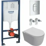 Комплект инсталляции GROHE Rapid SL NW0145/S с унитазом AQUAme AQM2012 и сиденьем с микролифтом, смыв Quiet (NW0279)