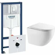 Комплект инсталляции GROHE Rapid SL 38775001 с унитазом AQUAme AQM2002L и сиденьем с микролифтом, смыв Quiet (NW0307)
