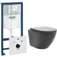 Комплект инсталляции GROHE Rapid SL 38775001 с унитазом AQUAme AQM2002MB и сиденьем с микролифтом (NW0308)