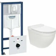 Комплект инсталляции GROHE Rapid SL 38775001 с унитазом AQUAme AQM2010 и сиденьем с микролифтом, смыв Quiet (NW0313)