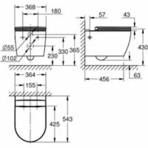 Подвесной унитаз GROHE Bau Ceramic с сиденьем с микролифтом, альпин-белый (103860SH00) Подвесной унитаз GROHE Bau Ceramic с сиденьем с микролифтом, альпин-белый (103860SH00)