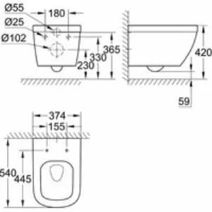 Подвесной унитаз GROHE Euro Ceramic с сиденьем, альпин-белый (NW0355) Подвесной унитаз GROHE Euro Ceramic с сиденьем, альпин-белый (NW0355)