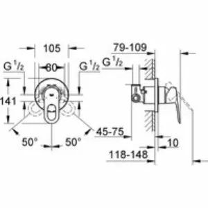 Набор для гигиенического душа скрытого монтажа GROHE BauLoop, хром (NH0005) Набор для гигиенического душа скрытого монтажа GROHE BauLoop, хром (NH0005)
