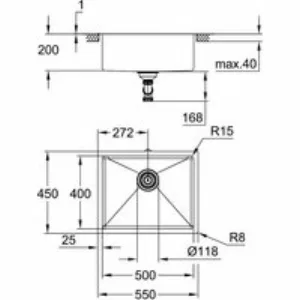 Мойка GROHE K700U Cube с одной чашей, 500 x 400 мм, темный графит матовый (31574AL1) Мойка GROHE K700U Cube с одной чашей, 500 x 400 мм, темный графит матовый (31574AL1)