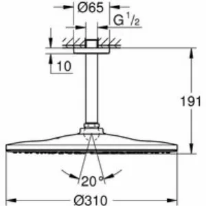 Верхний душ GROHE Rainshower 310 Mono с душевым кронштейном, темный графит матовый (26560AL0) Верхний душ GROHE Rainshower 310 Mono с душевым кронштейном, темный графит матовый (26560AL0)