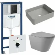 Комплект инсталляции GROHE Solido 38811KF0 с унитазом Aqueduto CONE CON0130 и раковиной Aqueduto ESPIRAL ESP0430 (NW0487)