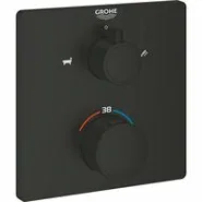 Внешняя часть термостата для ванны и душа GROHE Grohtherm с переключателем на 2 положения, матовый чёрный (1022112430)