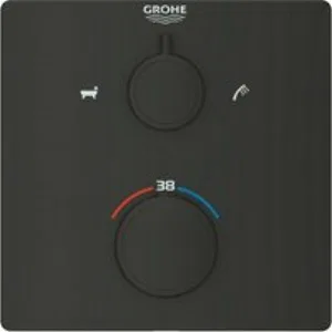 Внешняя часть термостата для ванны и душа GROHE Grohtherm с переключателем на 2 положения, матовый чёрный (1022112430) Внешняя часть термостата для ванны и душа GROHE Grohtherm с переключателем на 2 положения, матовый чёрный (1022112430)