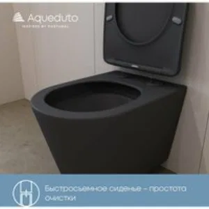 Унитаз подвесной Aqueduto CONE 525*360 безободковый, сиденье с микролифтом, черный матовый (CONT2140) Унитаз подвесной Aqueduto CONE 525*360 безободковый, сиденье с микролифтом, черный матовый (CONT2140)