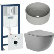 Комплект инсталляции GROHE Rapid SL NW0145/S с унитазом Aqueduto OVO OVOT2130 и раковиной Aqueduto ESPIRAL D400 ESP0130 (NW0607)