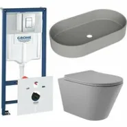 Комплект инсталляции GROHE Rapid SL 38775001 с унитазом Aqueduto CONE CONT2130 и раковиной Aqueduto ESPIRAL ESP0230 (NW0611)