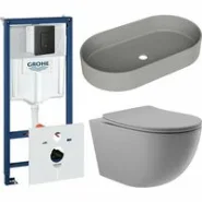 Комплект инсталляции GROHE Solido 38811KF0 с унитазом Aqueduto OVO OVOT2130 и раковиной Aqueduto ESPIRAL ESP0230 (NW0619)