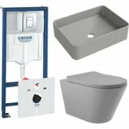 Комплект инсталляции GROHE Rapid SL 38775001 с унитазом Aqueduto CONE CONT2130 и раковиной Aqueduto ESPIRAL ESP0430 (NW0635)