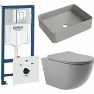 Комплект инсталляции GROHE Rapid SL 38775001 с унитазом Aqueduto OVO OVOT2130 и раковиной Aqueduto ESPIRAL ESP0430 (NW0637)
