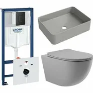 Комплект инсталляции GROHE Solido 38811KF0 с унитазом Aqueduto OVO OVOT2130 и раковиной Aqueduto ESPIRAL ESP0430 (NW0643)