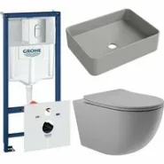 Комплект инсталляции GROHE Rapid SL 3 в 1 (NW0145/S) с унитазом Aqueduto OVO OVOT2130 и раковиной Aqueduto ESPIRAL ESP0430 (NW0655)