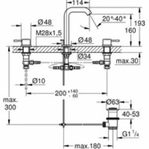 Смеситель для раковины GROHE Essence на 3 отверстия с донным клапаном, M-size, холодный рассвет, глянец (20296GL1) Смеситель для раковины GROHE Essence на 3 отверстия с донным клапаном, M-size, холодный рассвет, глянец (20296GL1)