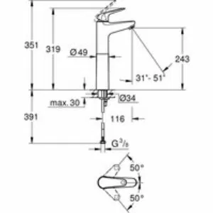 Смеситель для раковины GROHE Euroeco отдельностоящий, хром (24273001) Смеситель для раковины GROHE Euroeco отдельностоящий, хром (24273001)
