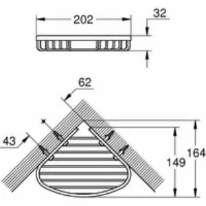 Полочка-решетка, угловая, GROHE BauCosmopolitan, хром, (40664001) Полочка-решетка, угловая, GROHE BauCosmopolitan, хром, (40664001)
