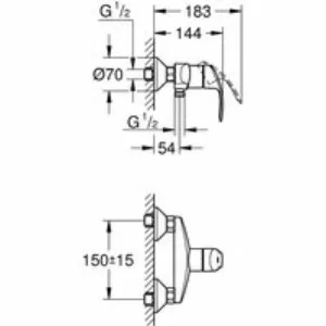 Душевая система GROHE New Tempesta 200 со смесителем для душа, хром (124410) Душевая система GROHE New Tempesta 200 со смесителем для душа, хром (124410)