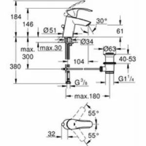 Готовый комплект для ванной комнаты GROHE Eurosmart, хром (124446) Готовый комплект для ванной комнаты GROHE Eurosmart, хром (124446)