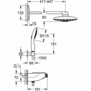 Душевая система GROHE Rainshower System SmartControl Duo 360 с термостатом для душа, белая луна (26443LS0) Душевая система GROHE Rainshower System SmartControl Duo 360 с термостатом для душа, белая луна (26443LS0)