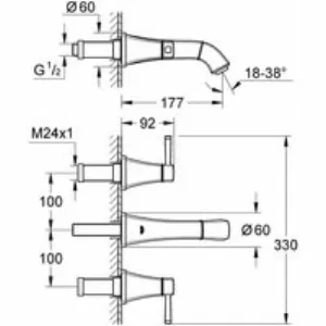 Внешняя часть смесителя для раковины GROHE Grandera на 3 отверстия, хром/золото (20414IG0) Внешняя часть смесителя для раковины GROHE Grandera на 3 отверстия, хром/золото (20414IG0)